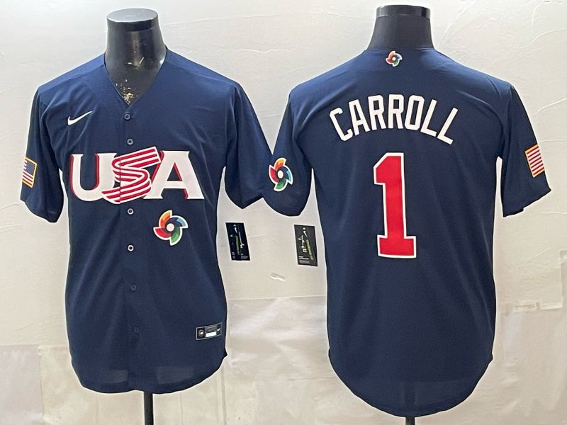 Men 2026 World Cub USA #1 Carroll Blue Nike MLB Jersey style 07->ncaa teams->NCAA Jersey